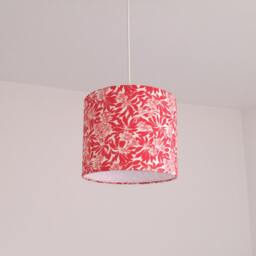 Lampshade Red, White, Floral Drum Lampshade, Modern Girl Chandelier, Boho Lampshade - thumbnail 3