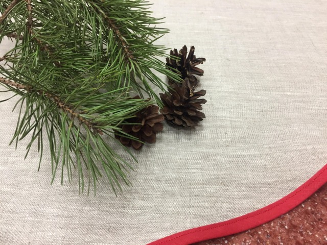 Handmade Linen Christmas Tree Skirt Rustic Burlap Decor - image 1