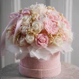 Pink Flower Candle Bouquet - Birthday Gift For Her Handmade Mother's Day Gift