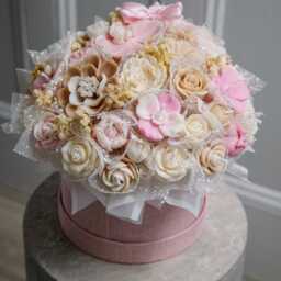 Pink Flower Candle Bouquet - Birthday Gift For Her Handmade Mother's Day Gift - thumbnail 4