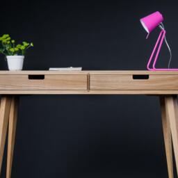 Mid Century Modern Oak Desk, Custom Size, Solid Wood Bureau - thumbnail 3