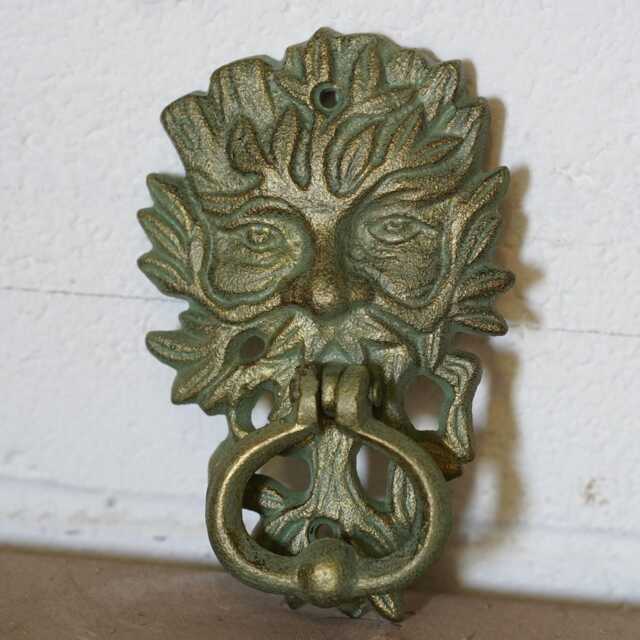 Cast Iron Green Man Door Knocker Antique Style Home Garden Outdoor Ornament - image 1