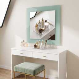 Modern Frosted Edge Square Wall Mirror - 40x40cm Bathroom Vanity Glass Home D??cor - thumbnail 3