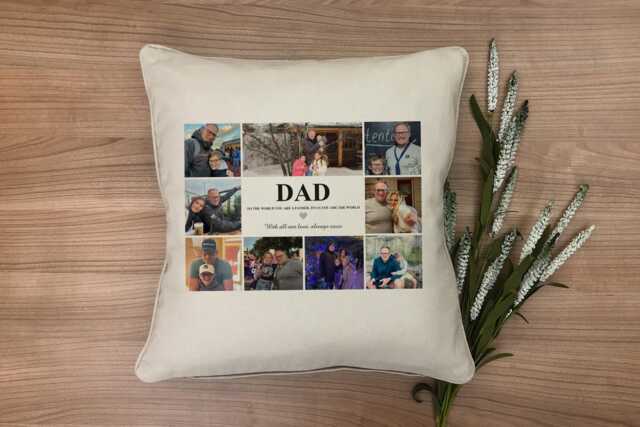 Personalised Photo Collage Cushion For Dad - Custom Memory Pillow, Father's Day Gift - image 1