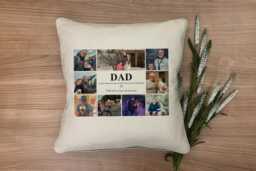 Personalised Photo Collage Cushion For Dad - Custom Memory Pillow, Father's Day Gift - thumbnail 1