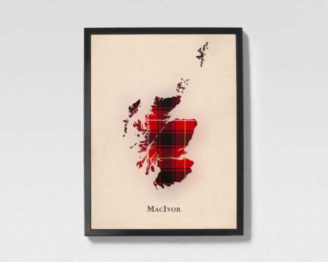 Clan Macivor Scottish Tartan Map - Of Scotland Family Wall Decor, Ready To Hang - image 1