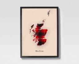 Clan Macivor Scottish Tartan Map - Of Scotland Family Wall Decor, Ready To Hang - thumbnail 1