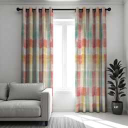 Colorful Plaid Curtains, Soft Pastel Custom Made Window Panels, Checkered Drapes For Living Room, Bedroom Or Kitchen - thumbnail 2
