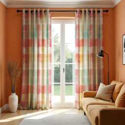 Colorful Plaid Curtains, Soft Pastel Custom Made Window Panels, Checkered Drapes For Living Room, Bedroom Or Kitchen