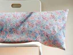 Floral Lumbar Pillow Cover Indian Block Print, Natural Dyed Batik - thumbnail 1