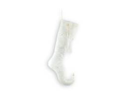 Handmade White Jacquard Christmas Stocking - Lace Flower Decor - thumbnail 1