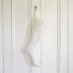 Handmade White Jacquard Christmas Stocking - Lace Flower Decor - thumbnail 3