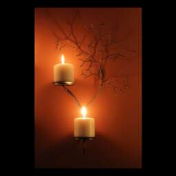 Large Right Hand Two Candle Metal Tree Sculpture Wall Sconces For Votive & Pillar Candles - thumbnail 1