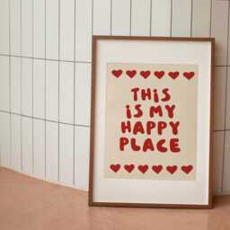 This Is My Happy Place Word Print, Unframed Art, Hearts, Typography, Quotes, Wall Retro, Trendy, Poster, Manifestation, Positive - thumbnail 2