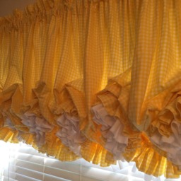 Yellow Gingham Double Ruffle Balloon Curtain - thumbnail 3
