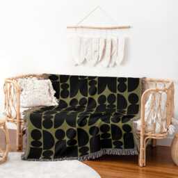 Modern Geometric Throw Blanket - Olive & Charcoal - thumbnail 2