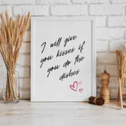 I Will Give You Kisses If Do The Dishes Poster, Small Quote, Kitchen Poster, Home Decor, Wall Art, Funny Poster - thumbnail 2