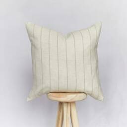 Beige Striped Linen Blend Cushion Cover Farmhouse Decor - thumbnail 1
