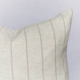 Beige Striped Linen Blend Cushion Cover Farmhouse Decor - thumbnail 2