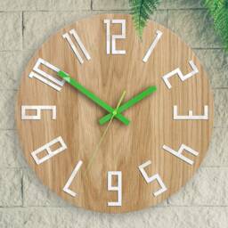 Wood Clock, Unique Wall Gift Unusual Modern Abstract Style, Industrial Decor, Slim_Wood_Green - thumbnail 3