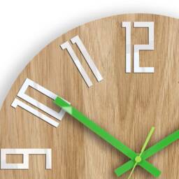 Wood Clock, Unique Wall Gift Unusual Modern Abstract Style, Industrial Decor, Slim_Wood_Green - thumbnail 2