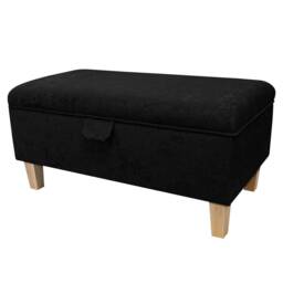Handmade Plush Black 70cm Storage Ottoman - Fabric Bespoke British Made