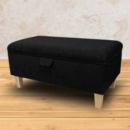 Handmade Plush Black 70cm Storage Ottoman - Fabric Bespoke British Made - thumbnail 4
