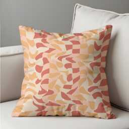 Peach Abstract Cushion Cover, Modern Wave Pattern Pillow Case, Soft Retro Throw Pillowcase - thumbnail 4