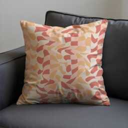 Peach Abstract Cushion Cover, Modern Wave Pattern Pillow Case, Soft Retro Throw Pillowcase - thumbnail 3