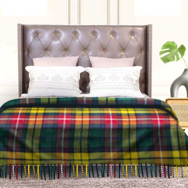 Buchanan Tartan Wool Blanket Scottish Plaid Throw, Fringed Edges - image 1