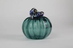Pine Green & Gold Handblown Decorative Glass Pumpkin