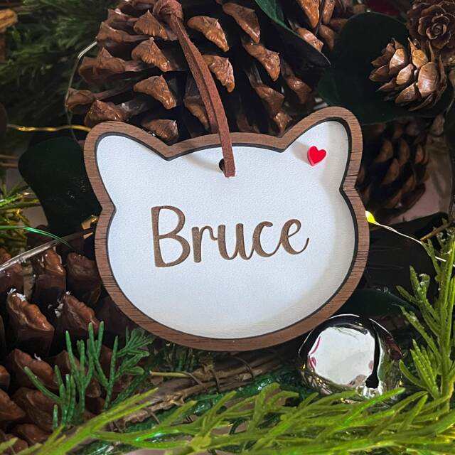 Personalised Pet Bauble - Pets Cats Wooden First Christmas Ornament Kitten Cat Family - image 1