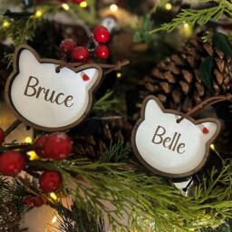Personalised Pet Bauble - Pets Cats Wooden First Christmas Ornament Kitten Cat Family - thumbnail 2