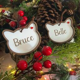 Personalised Pet Bauble - Pets Cats Wooden First Christmas Ornament Kitten Cat Family - thumbnail 3