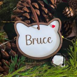 Personalised Pet Bauble - Pets Cats Wooden First Christmas Ornament Kitten Cat Family
