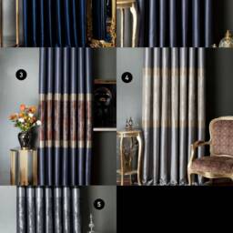 striped Black & Silver Turkish Curtains Custom Size Luxury Drapes - thumbnail 3