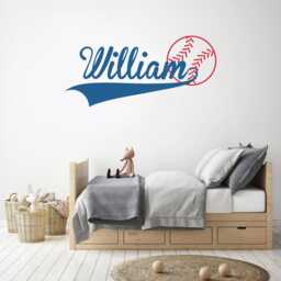 Personalized Baseball Name Wall Decal, Customized Boy Sports Themed Vinyl Decor, Kids Bedroom Stickers, Easy Diy Removable Sign Decoration - thumbnail 2