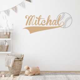 Personalized Baseball Name Wall Decal, Customized Boy Sports Themed Vinyl Decor, Kids Bedroom Stickers, Easy Diy Removable Sign Decoration - thumbnail 3