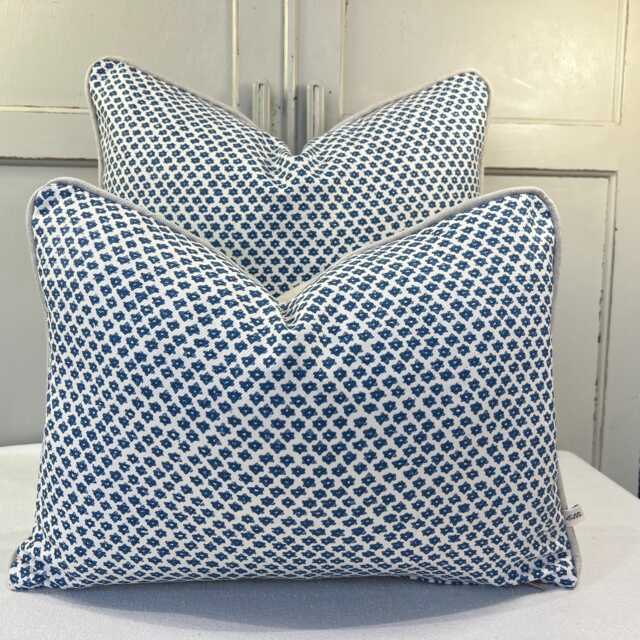 Cushions Made in Fermoie Marden Luxury Designer Decorative Blue Cream Cotton Cushion Pillow Throw Cover - image 1
