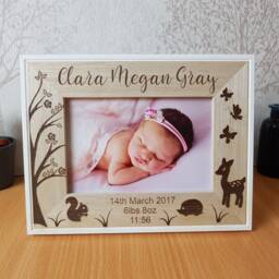 Forrest Theme Personalised Photo Frame For Nursery Or Gift New Grandparents & Mothers, Add Any Text, Birthday Gift Baby, New Born - thumbnail 2