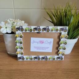 Colourful Wooden Tractor Button Photo Frame 4 X 6 Inches - thumbnail 2