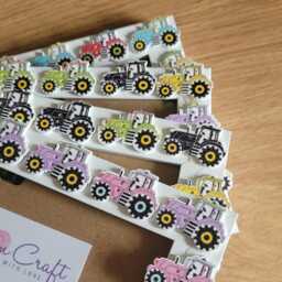 Colourful Wooden Tractor Button Photo Frame 4 X 6 Inches