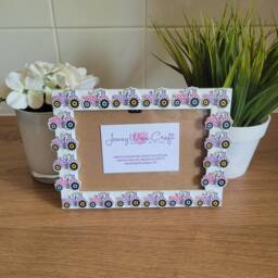 Colourful Wooden Tractor Button Photo Frame 4 X 6 Inches - thumbnail 3