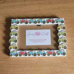 Colourful Wooden Tractor Button Photo Frame 4 X 6 Inches - thumbnail 4
