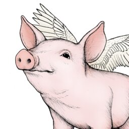 Pig Art Print. Flying Cute Magical Animal. When Pigs Fly. Pink Nursery Art. Farm Animals. Happy Baby Piglet Artwork. Wall - thumbnail 3