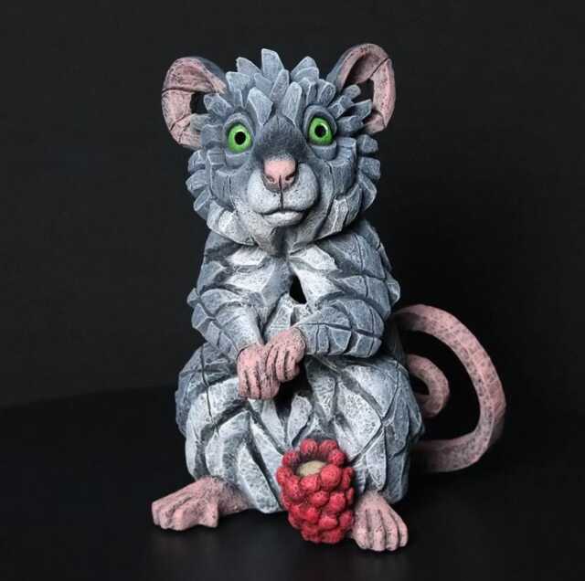 Hand Painted Grey Field Mouse Sculpture - Woodland Figurine Marble Dust & Resin Animal Art Collectible Gift - image 1