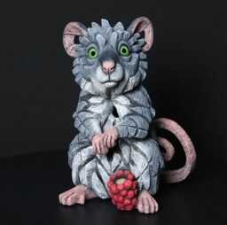Hand Painted Grey Field Mouse Sculpture - Woodland Figurine Marble Dust & Resin Animal Art Collectible Gift