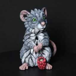 Hand Painted Grey Field Mouse Sculpture - Woodland Figurine Marble Dust & Resin Animal Art Collectible Gift - thumbnail 2