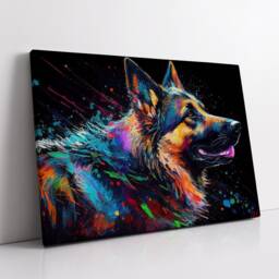 German Shepherd Abstract Dog Pet Animal Painting Splatter Wall Art, Framed Canvas Poster Print, Home Kitchen Office Room Decor, Gifts - thumbnail 2
