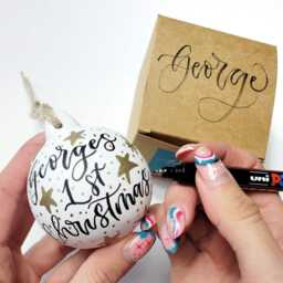Personalised Bauble Christmas Decoration Personalised With Name Or Message in Hand Lettered Calligraphy - thumbnail 2